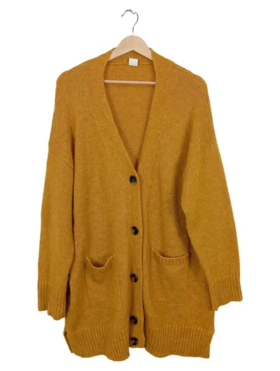BOSS Orange Strickjacke Damen Gr. M/46 Gelb Alpaka Wolle Cardigan
