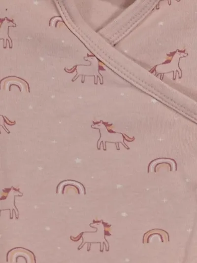 ALANA Baby Body Langarm Wickelbody Mädchen Einhorn Motiv Gr. 50/56 Rosa