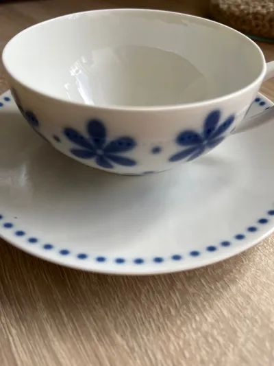 Arzberg INDIGO Tasse Untertasse Porzellan Weiß Blumen 2tlg Klassisch