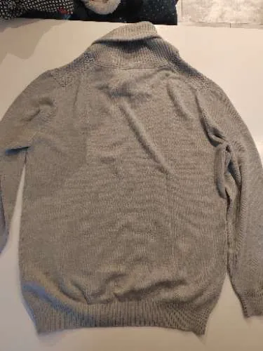 Celio Herren Pullover Schalkragen Strick Grau Gr. XL Baumwolle