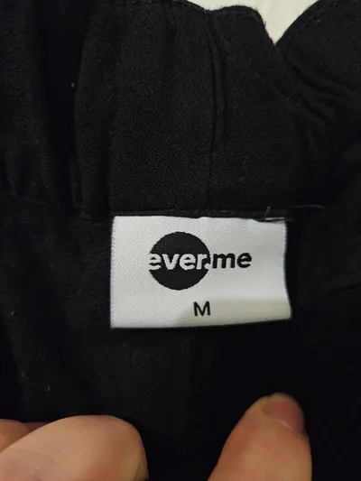 everme Damen Stoffhose Schwarz Weites Bein Viskose Gr. M/38