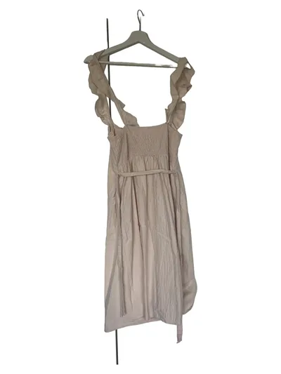Cupshe Damen Freizeitkleid M Beige Casual Rüschen Knopfleiste Baumwolle