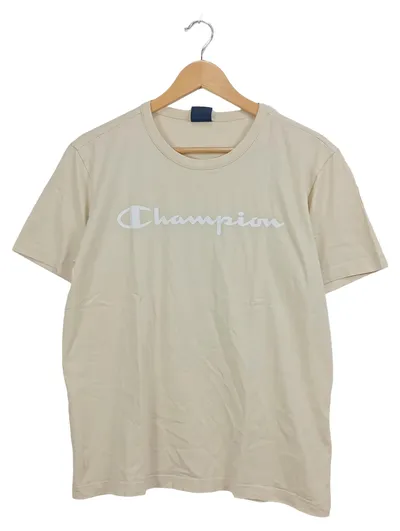Champion Herren T-Shirt Beige Gr. M Logo-Print Baumwolle