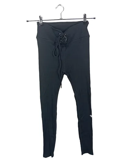 OceansApart Ribbed Leggings Damen Schwarz Rippstrick Schnürung Sport M