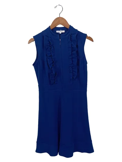 Les Petites Damen Blusenkleid Gr. 38 M Blau Feminin Rüschen Ärmellos