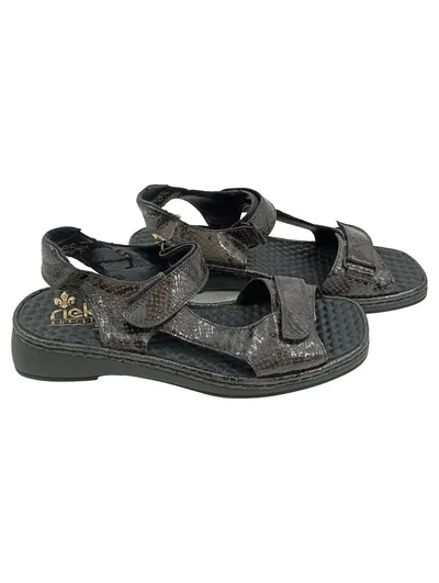 Rieker Sandalen Damen Gr. 42 Braun Komfortabel Antistress Schlangenmuster