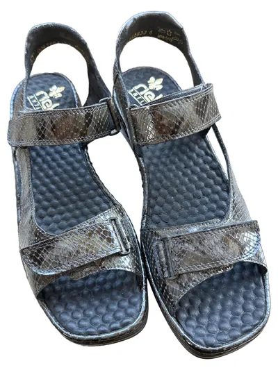 Rieker Sandalen Damen Gr. 42 Braun Komfortabel Antistress Schlangenmuster