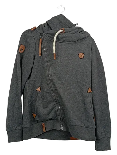 Naketano Damen Kapuzenpullover Hoodie Grau Gr. L Reißverschluss