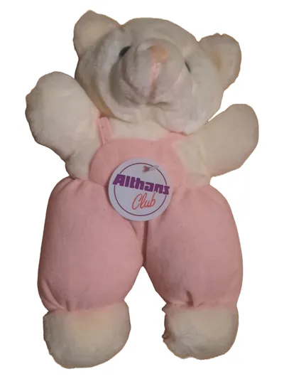 Althans Club Teddybär Plüschtier Baby Kuscheltier Weiß Rosa Latzhose 27cm
