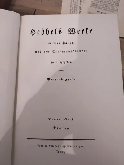 Reclam Hebbels Werke 3. Band Dramen Friedrich Hebbel Gerhard Fricke