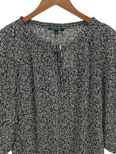 Comma Damen Bluse Gr. 36 Blättermuster Schwarz Weiß 3/4-Arm