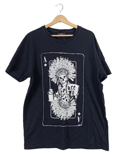 SMOG Herren T-Shirt Totenkopf Spielkartenmotiv Schwarz XL Streetwear