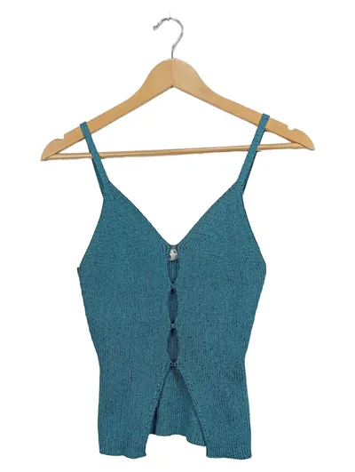 Edited Damen Top Türkis Gr. 36;S Feminin Rippstrick Cut-Outs