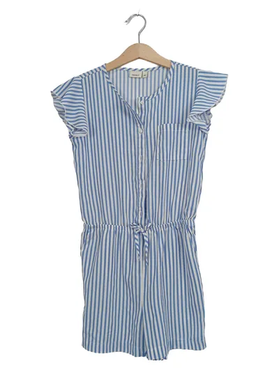 NAME IT Kinder Mädchen Einteiler Kurzoverall gestreift blau Gr. 128