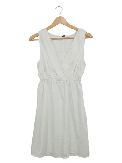 VERO MODA Damen Sommerkleid Weiß Gr. XS/34 Wickeloptik V-Ausschnitt