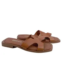 DERIMOD Damen Pantoletten Sandalen Gr. 37 Braun Casual Sommer 1