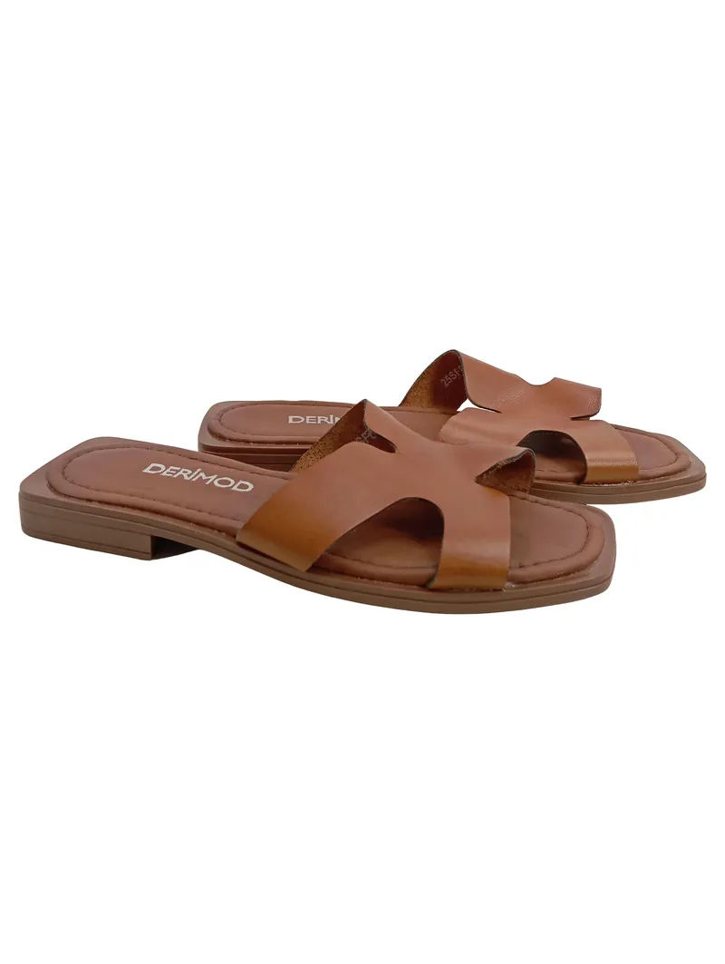 DERIMOD Damen Pantoletten Sandalen Gr. 37 Braun Casual Sommer 1
