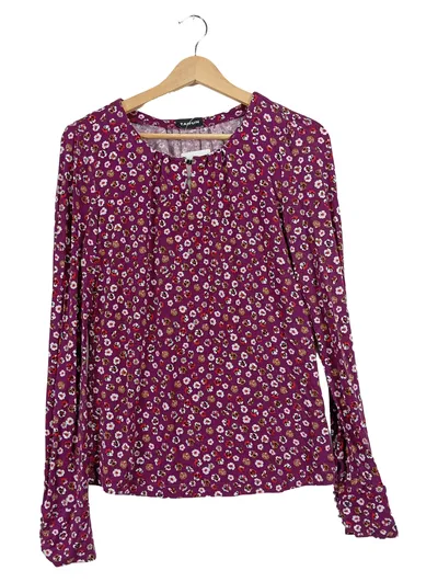 Taifun Bluse Damen Gr. 36 Lila Blumenmuster Langarm Viskose