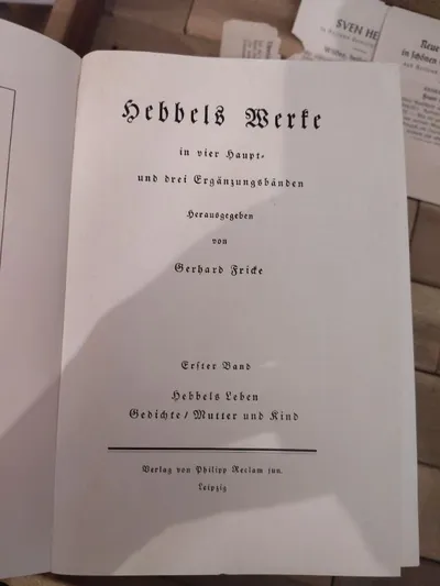 Reclam Hebbels Werke Erster Band Gedichte Mutter und Kind Fricke