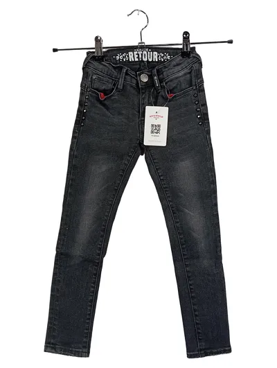 Retour Jeans Mom Jeans Kinder Gr. 116 Grau Skinny Nieten Stretch