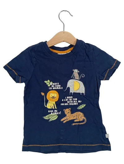 Liegelind Kinder T-Shirt Gr. 92 Blau Safari Tiermotiv Casual Baumwolle