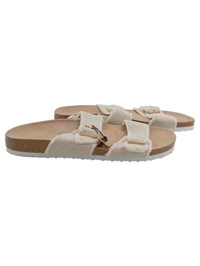 Anna Field Damen Pantoletten Sandalen Beige Gr. 42 Komfortabel Schnallen