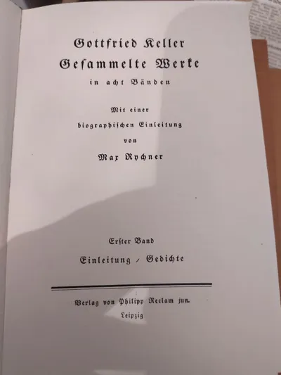 Reclam Gottfried Keller Werke Band 1 Gedichte Lyrikbuch Max Rychner