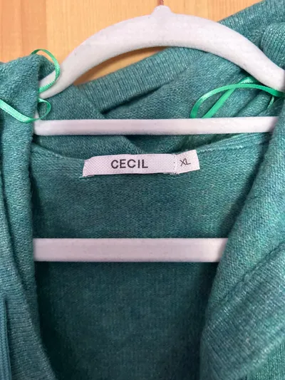 CECEL Damen Strickjacke mit Kapuze Grün Einheitsgröße Casual Komfortabel