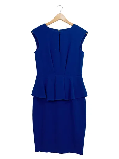 Closet Damen Businesskleid Gr. 38/M Blau Elegant Etuikleid Peplum