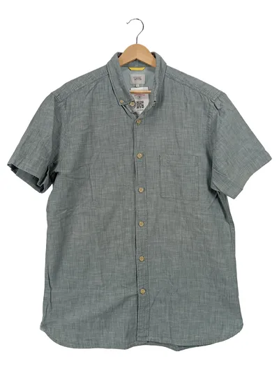 Camel Active Herren Kurzarm Hemd Grün Gr. 50/L Casual Baumwolle