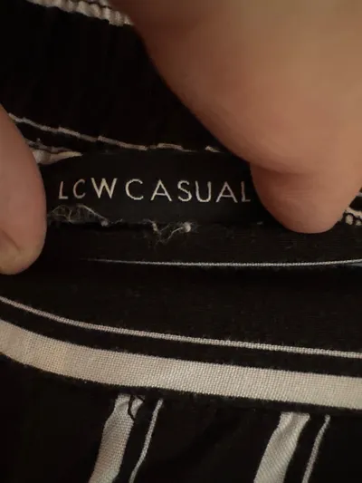 LCW Casual Damen Stoffhose Gr. 36 Schwarz Weiß Gestreift Bindegürtel