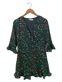 By Clara Damen Freizeitkleid M 38 Grün Animal-Print Leopardenmuster 1