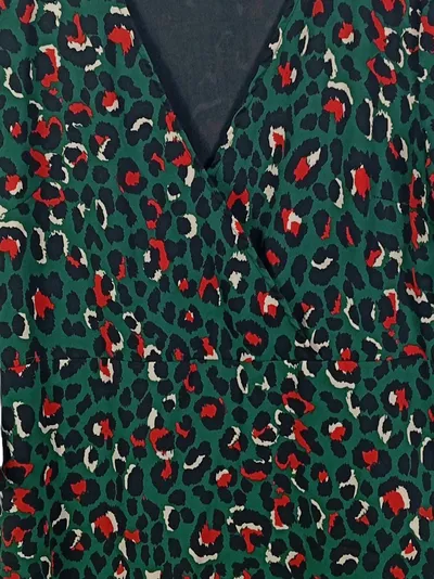 By Clara Damen Freizeitkleid M 38 Grün Animal-Print Leopardenmuster