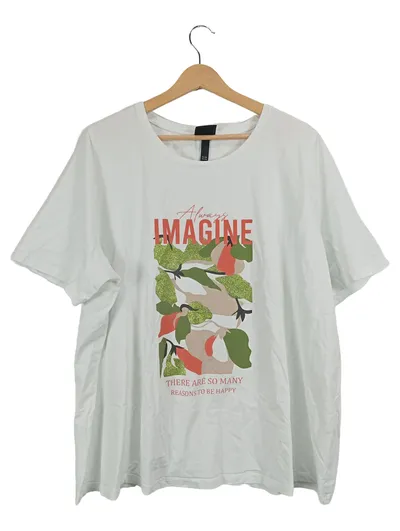 Ulla Popken Damen T-Shirt mit Print Einheitsgröße Weiß Casual