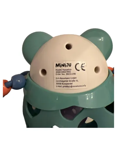 Miniju Baby Greifling Bär Rassel Motorikspielzeug Türkis