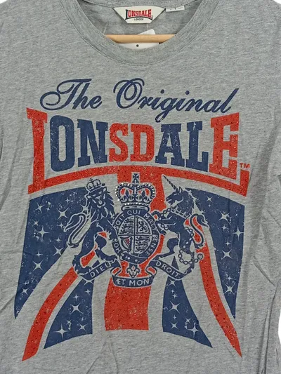 Lonsdale Damen T-Shirt Gr. S Grau Casual Union Jack Motiv