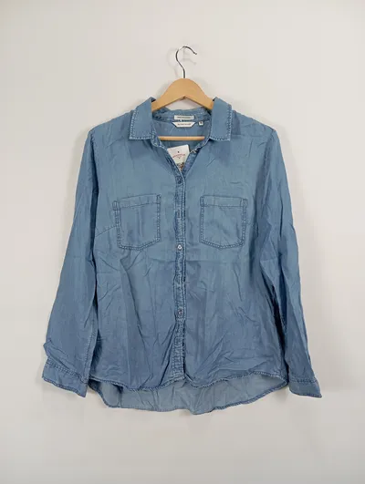 TOM TAILOR Damen Jeanshemd Blau Gr. 36/S Casual Langarm