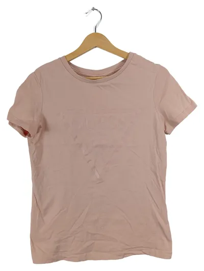 GUESS Damen T-Shirt Logo Dreieck Rosa Gr. XS 34 Baumwolle