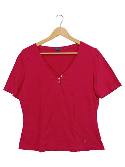 Bogner Damen Poloshirt Gr. 40/L Pink Casual V-Ausschnitt Kurzarm