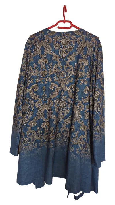 JustFashionNow Damen Strickjacke florales Muster Blau Gr. 42/XL