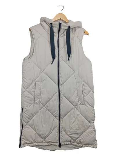 Marie Lund Damen Steppweste Gr. 38/M Beige Gesteppt mit Kapuze Modern