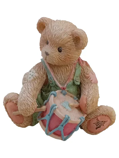 Enesco Cherished Teddies Ronnie Teddybär mit Trommel Figur 1994