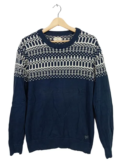 Selected Homme Pullover Herren Norwegermuster Blau Gr. 50;L Baumwolle Casual