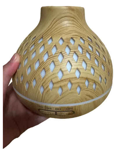 Trevi Duftlampe Aroma Diffusor Modern Braun Kunststoff Lochmuster 14cm