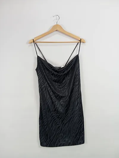 Miss Selfridge Damen Minikleid Gr. 38/M Schwarz Zebra-Muster Elegant