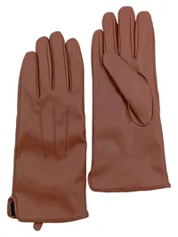 Takko Fashion Damen Handschuhe Lederimitat Braun Elegant S/M 26cm 1