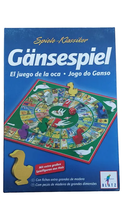 BLATZ Spiele-Klassiker Gänsespiel Brettspiel für Kinder mit Holzfiguren
