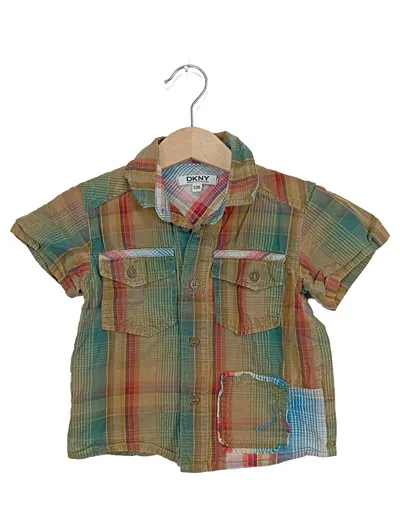 DKNY Kinder Freizeithemd kariert kurzarm Baumwolle Mehrfarbig Gr. 80