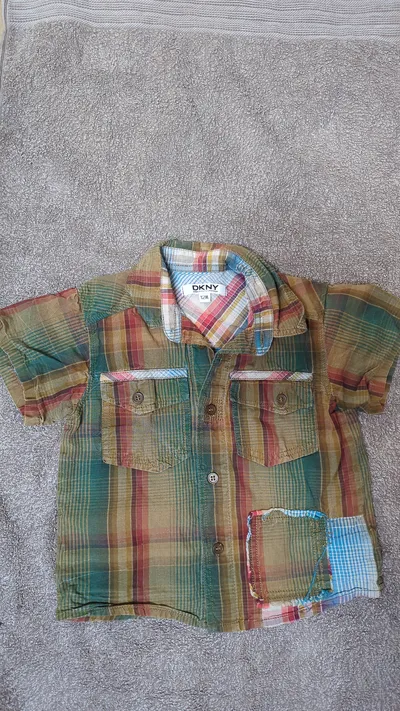 DKNY Kinder Freizeithemd kariert kurzarm Baumwolle Mehrfarbig Gr. 80