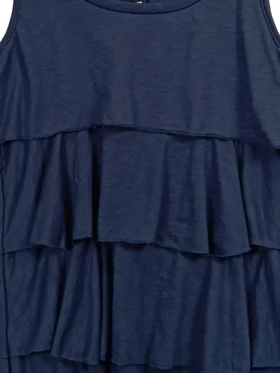 Flame Damen Top Blau Gr. 38;M Feminin Rüschen Ärmellos